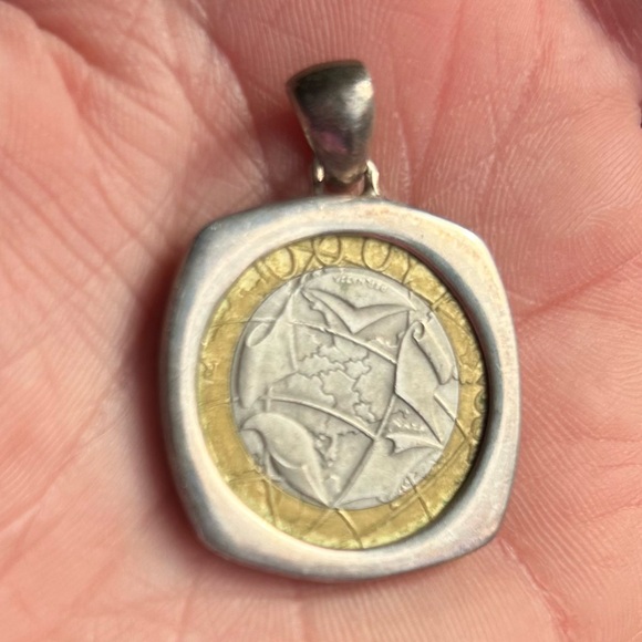 Milor Vintage Sterling Silver Republica Italiana Coin Pendant 15.7 Grams Silver - Picture 5 of 9